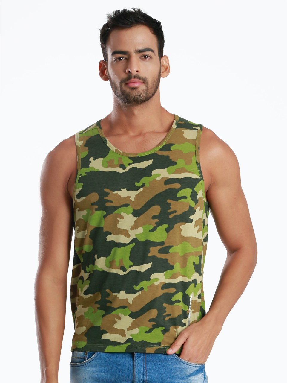 Active Fit Camo Printed Organic Bamboo Vest (Pack of 3)