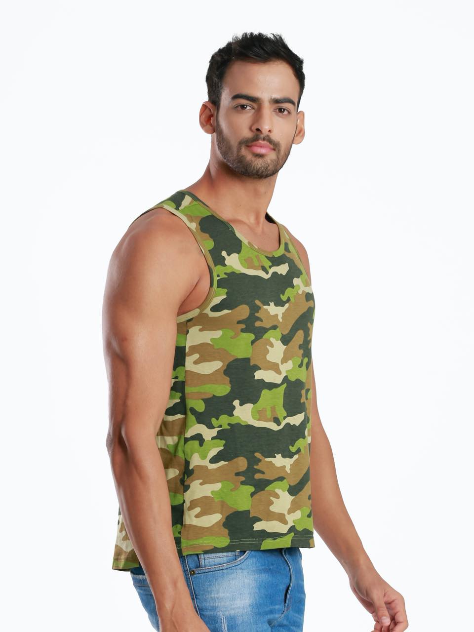 Canotta Palestra Uomo Mimetica Verde: Gym Vest Taglie L, XL, 3XL Per Bodybuilding