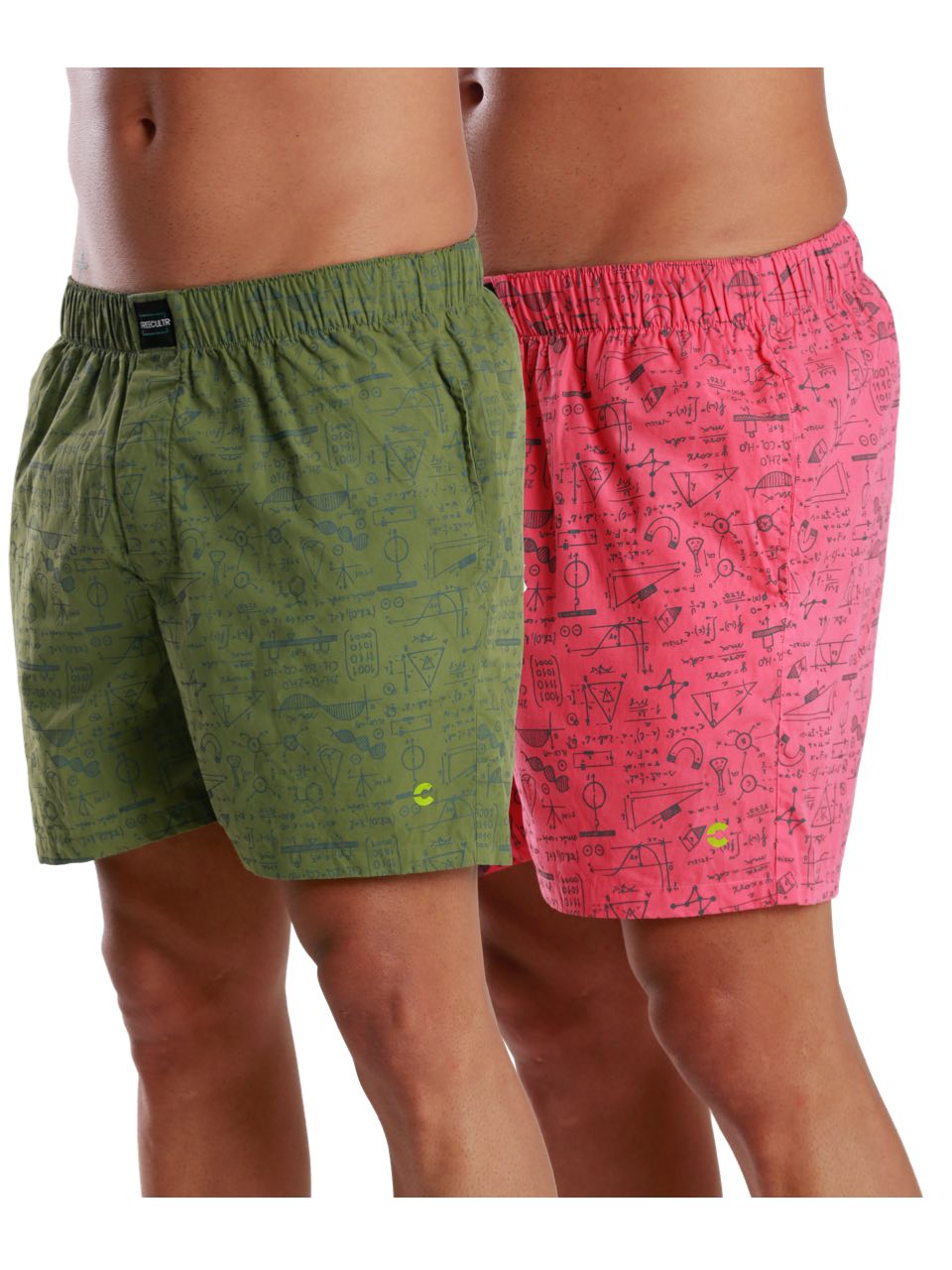 All-Day Absinthe Green & Pink Printed Boxer Shorts - (Pack of 2)