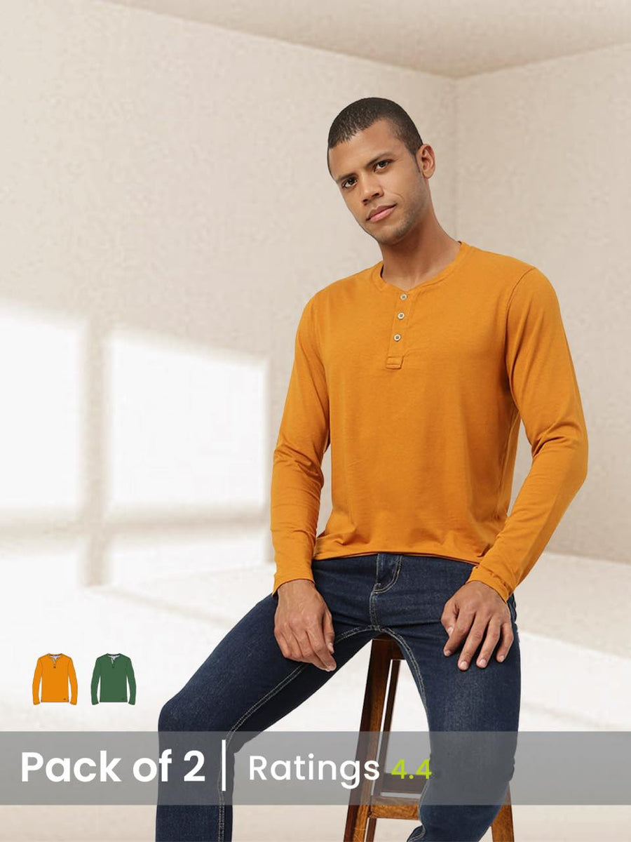 freecultr solid men's henley t shirt