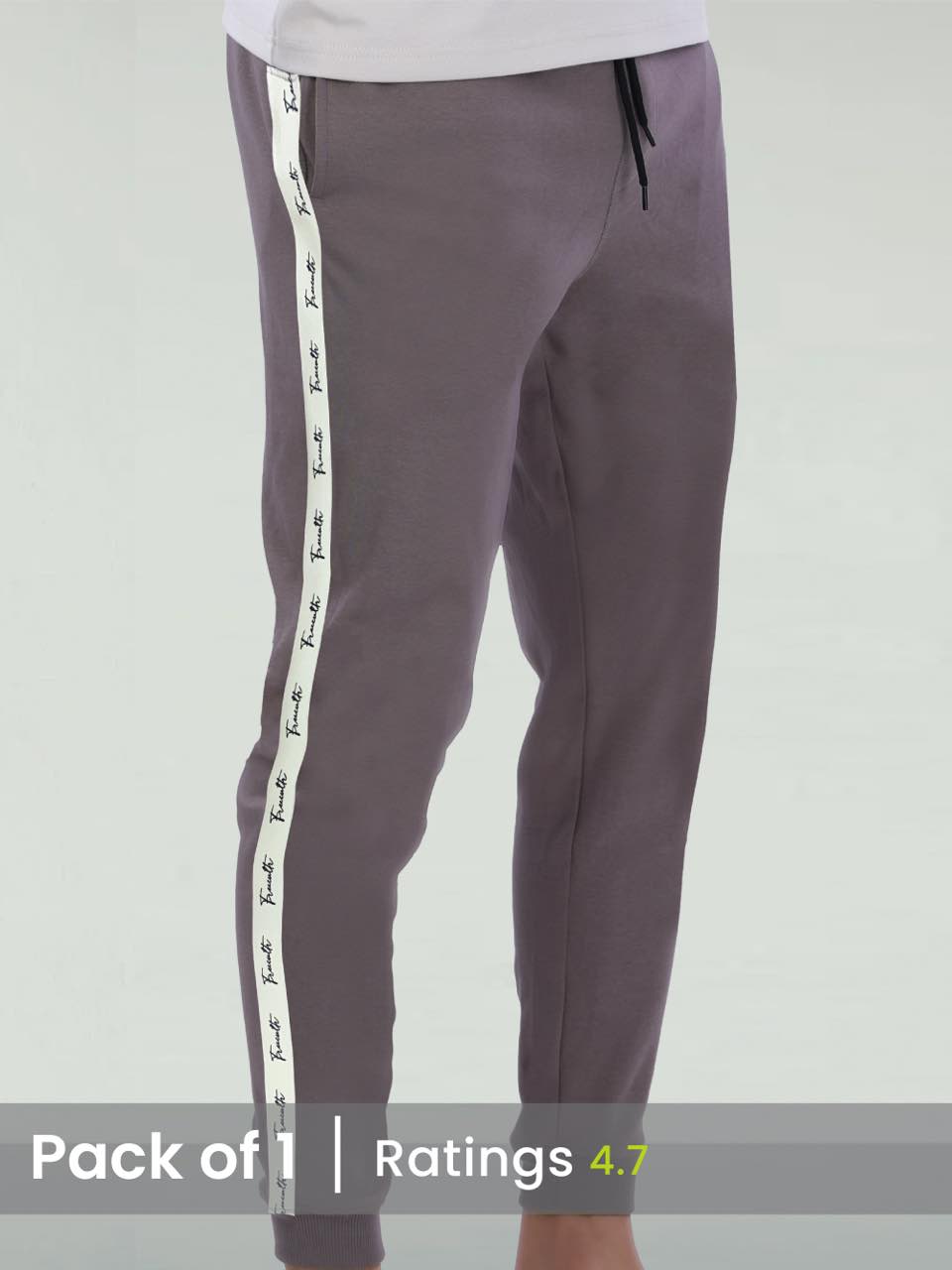 Grey Solid Side Taping Detail Joggers