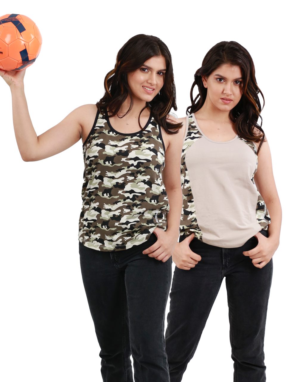 Camouflage Printed Bamboo Tank Top For Women (Pack of 2)