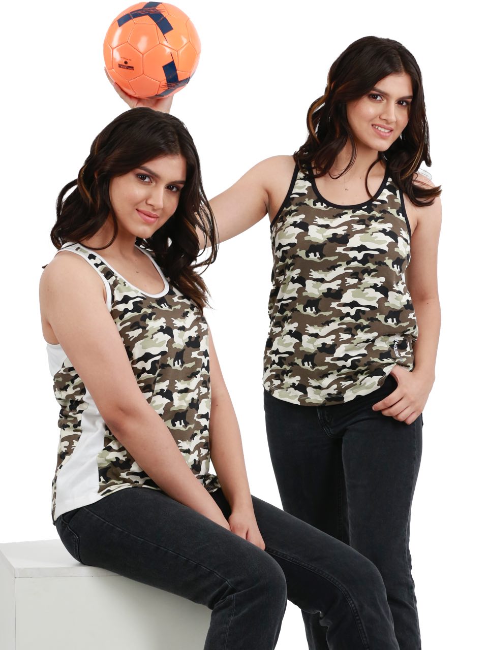 Camouflage Printed Bamboo Tank Top For Women (Pack of 2)