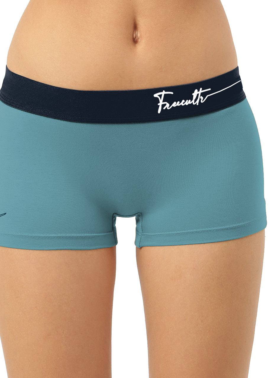 Women's Micro Modal Solid Waistband Boy Shorts With Cult Waistband(Pack of 4)