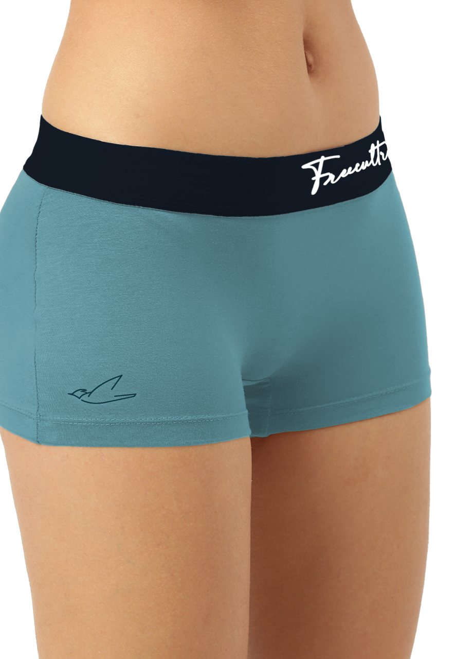 Women's Micro Modal Solid Waistband Boy Shorts With Cult Waistband(Pack of 4)