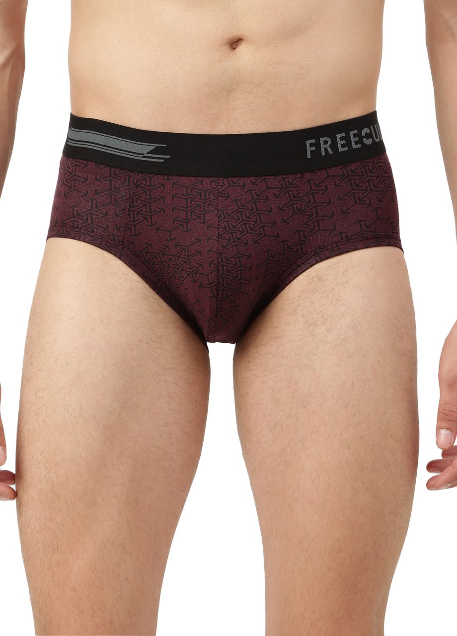 Men's Anti-Bacterial Micro Modal Printed With Plain Brief (Pack of 5)