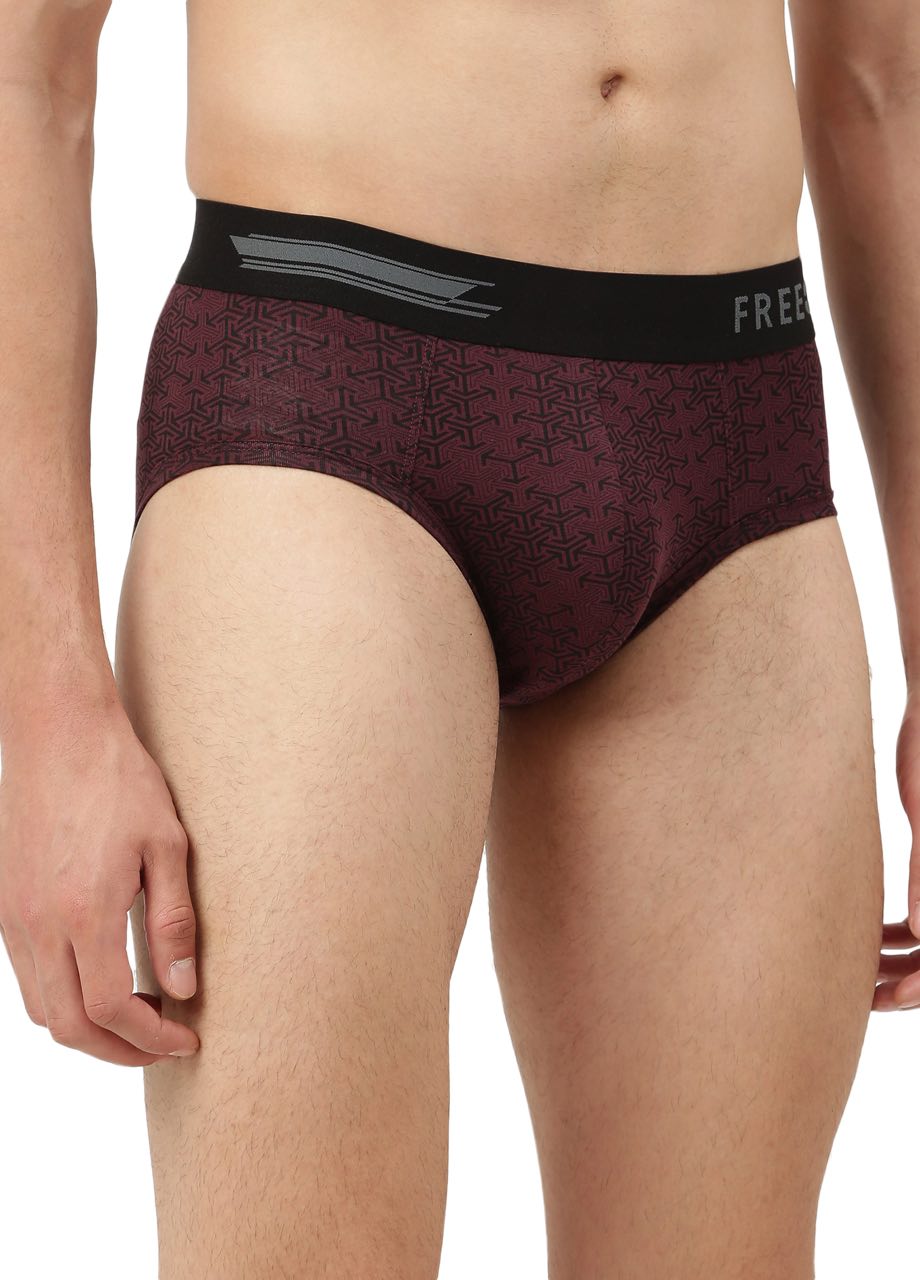 Men's Anti-Bacterial Micro Modal Printed With Plain Brief (Pack of 5)