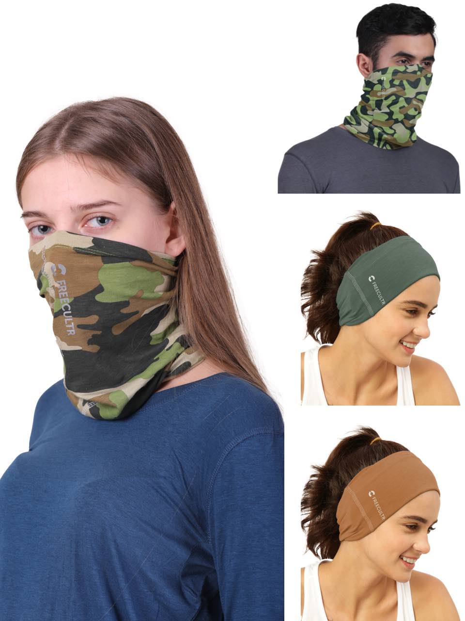 Unisex Organic Bandana Masks Plain (Pack of 4)