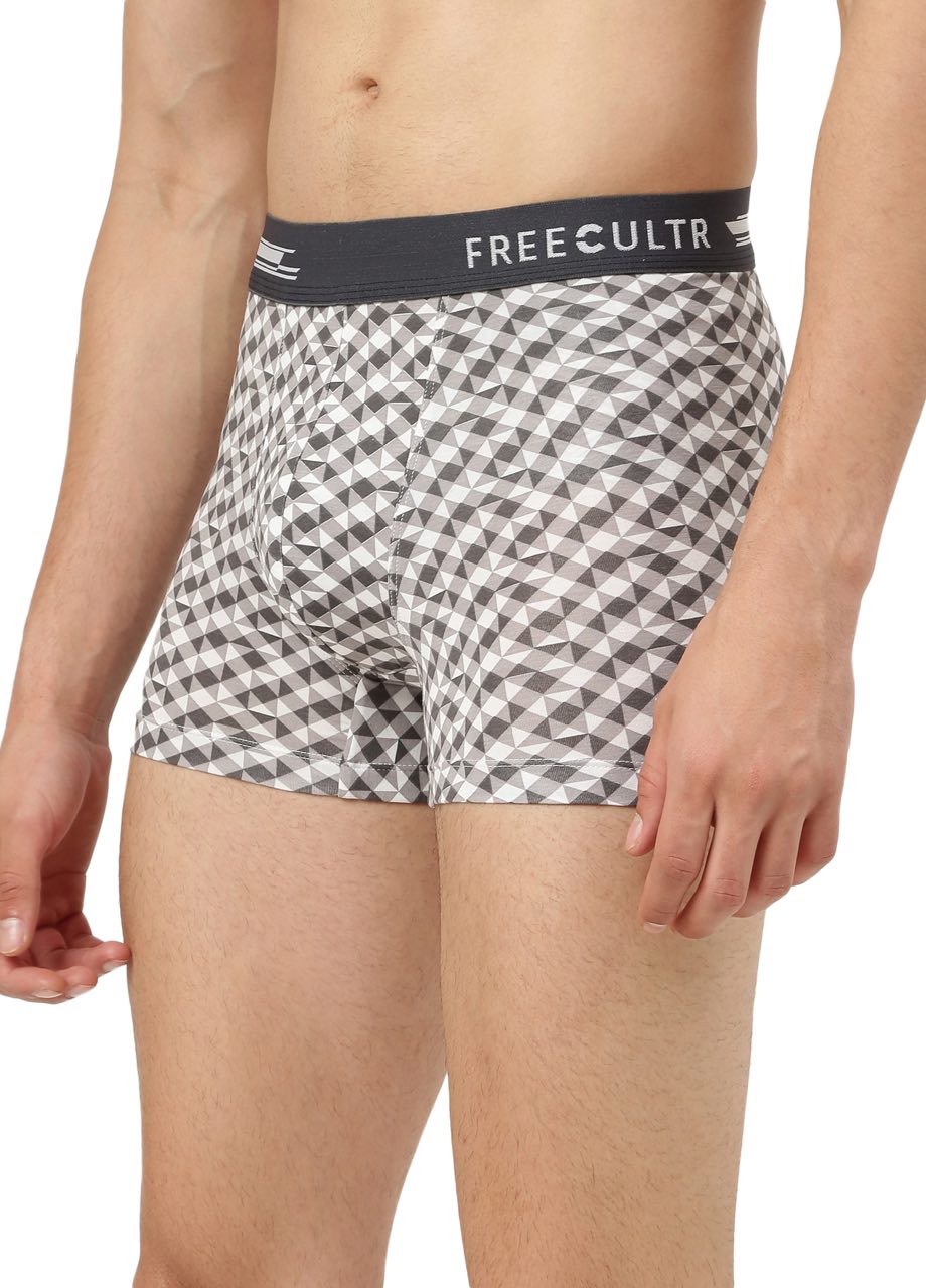 Matrix White Men's Anti-Bacterial Printed Micro Modal Trunk (Pack of 1)