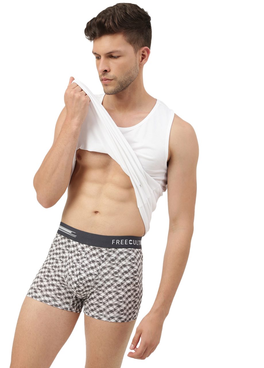 Matrix White Men's Anti-Bacterial Printed Micro Modal Trunk (Pack of 1)