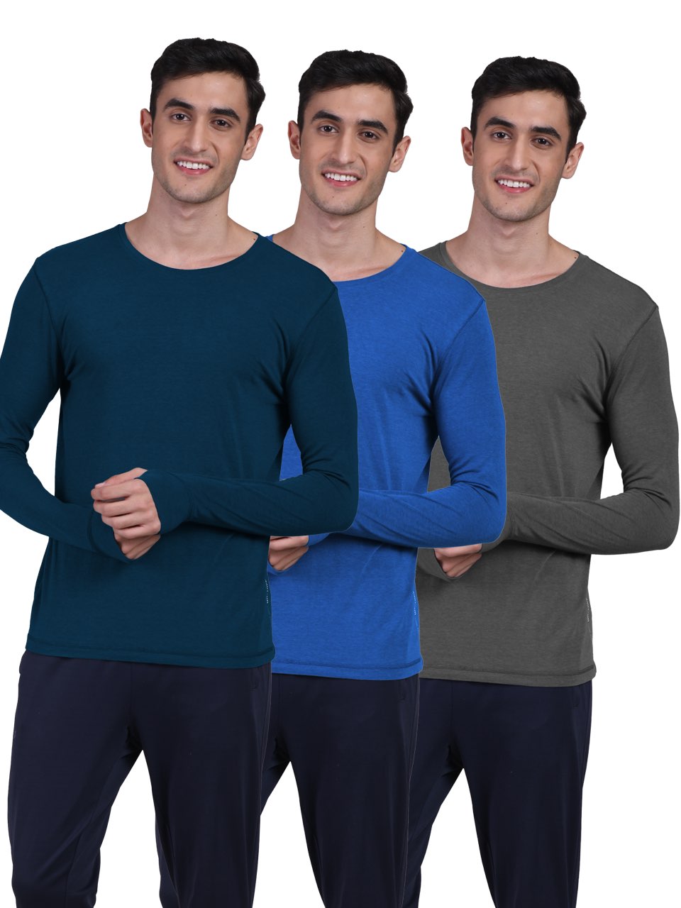 Men's Organic Bamboo Skins (Full Sleeves-Undershirt, Loungewear, Sleepwear) - Pack of 3