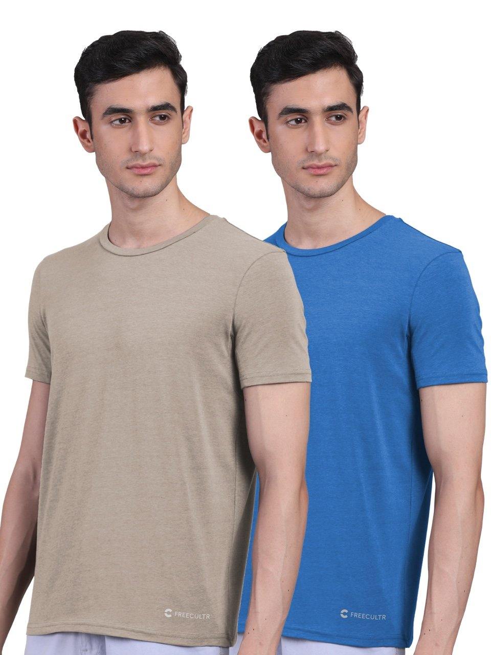 Men's Half Sleeves Bamboo T-shirt (Undershirt, Loungewear, Sleepwear) - Pack of 2 - freecultr.com
