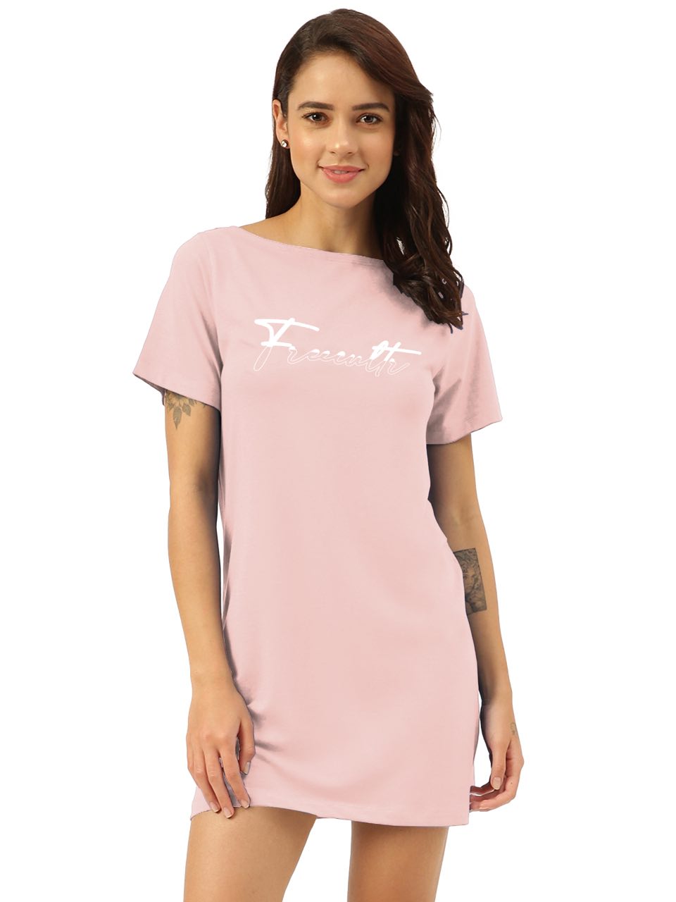 Peach Twin Skin Women's T-Shirt Dress (Pack Of 1)