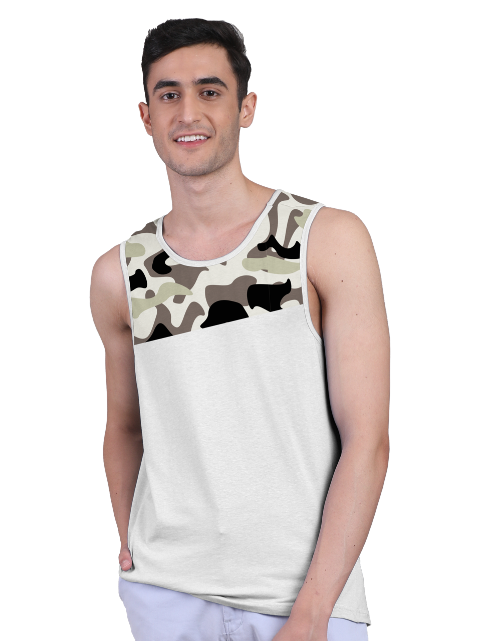 Active Fit For Men's Front Yoke Camouflage Regular Organic Bamboo Vest - Active Fit (Pack of 3)