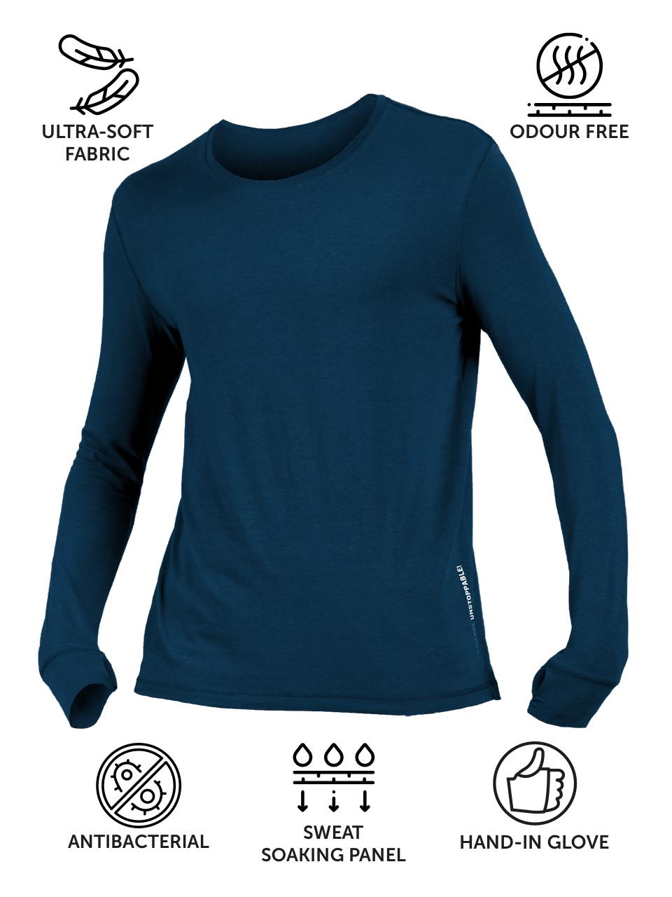 Sapphire Blue Men's Organic Bamboo Skins (Full Sleeves-Undershirt, Loungewear, Sleepwear) - Pack Of 1