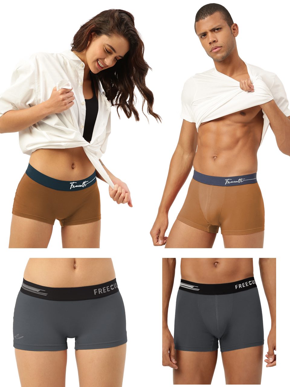 Men's Trunk & Women's Boy Shorts Combo (Pack of 4)