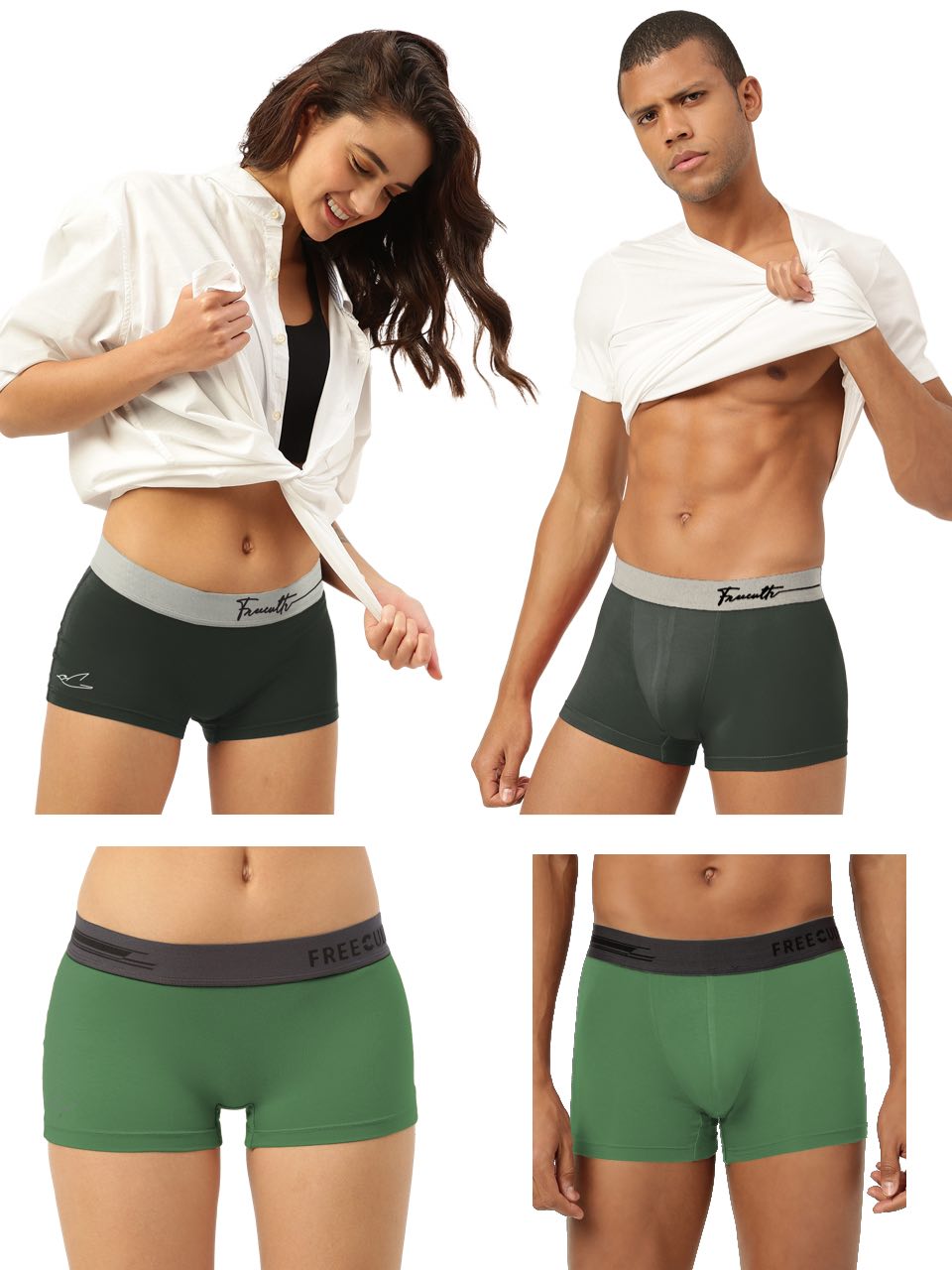 Men's Trunk & Women's Boy Shorts Combo (Pack of 4)