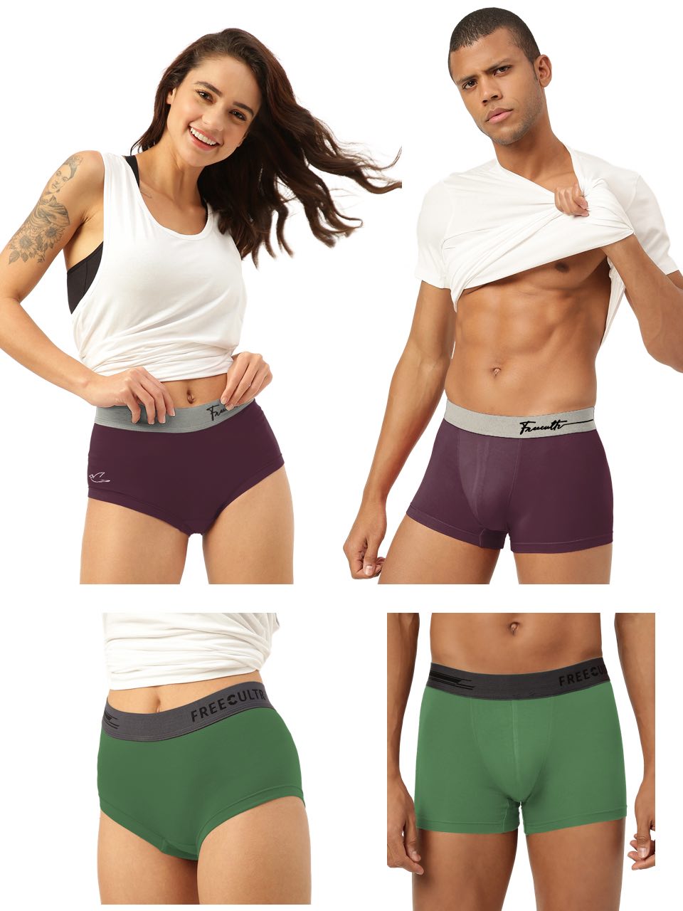 Men's Trunk & Women's Boxer Brief Combo (Pack of 4)