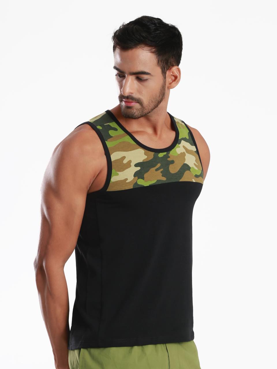 Yoke Camo Black Active Fit Camo Printed Organic Bamboo Vest (Pack Of 1)