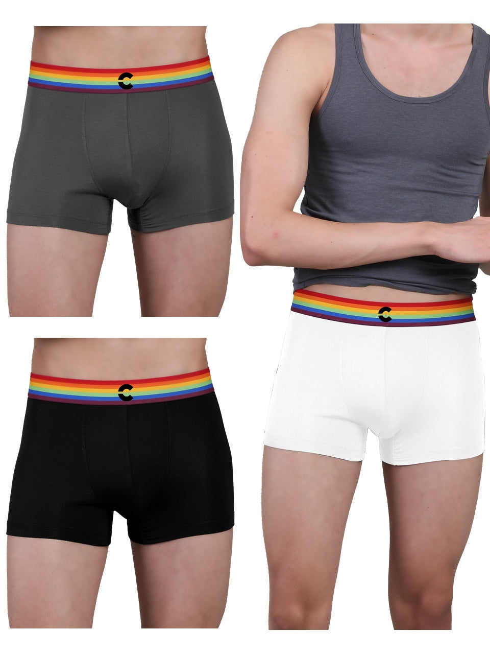 Pride Rainbow Trunk Men s micro modal trunk Pack of 3 Freecultr