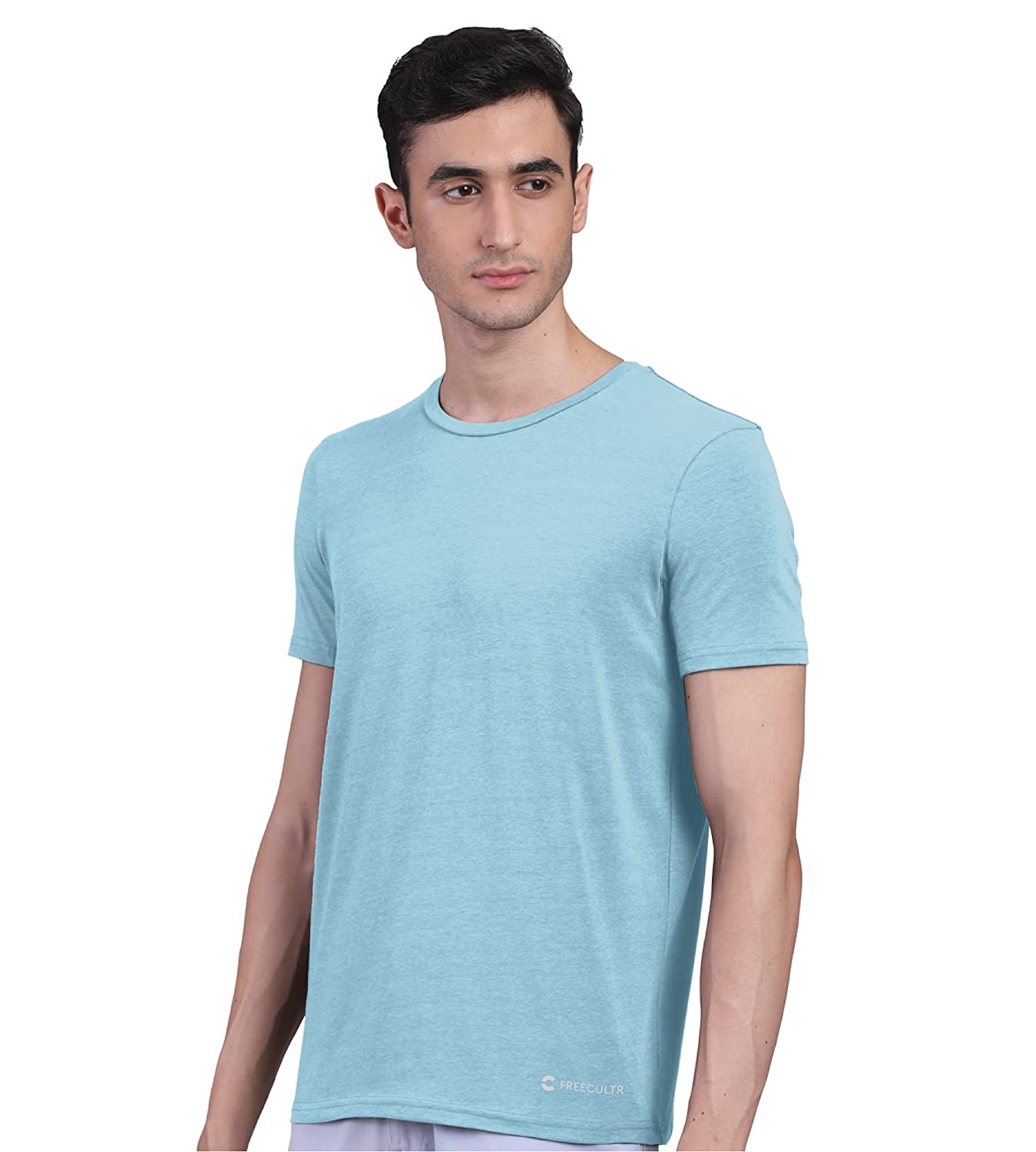 Chalk Blue Men's Half Sleeves Bamboo Undershirts (Loungewear & Sleepwear) - Pack Of 1