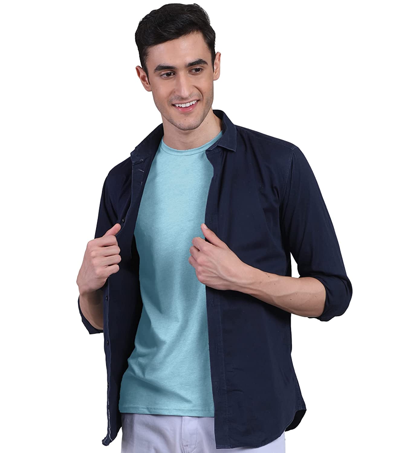 Chalk Blue Men's Half Sleeves Bamboo Undershirts (Loungewear & Sleepwear) - Pack Of 1