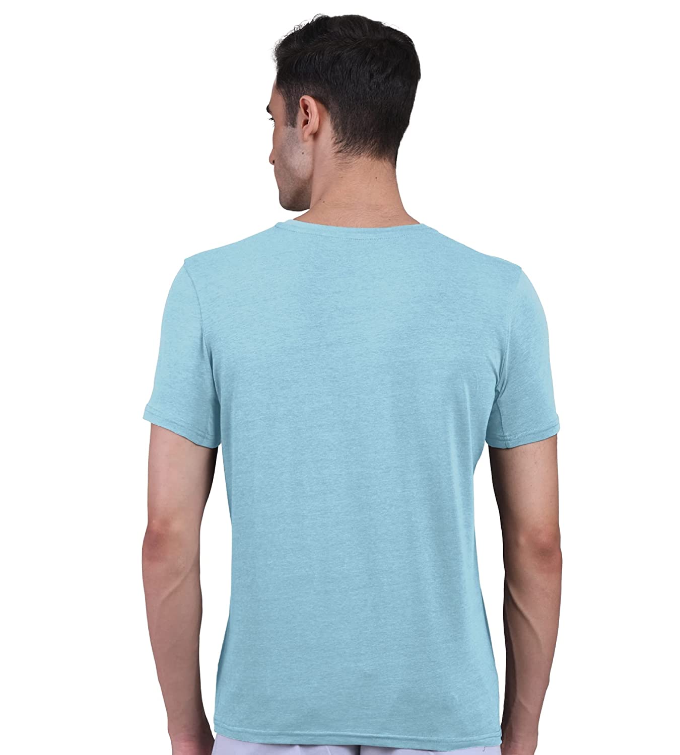 Chalk Blue Men's Half Sleeves Bamboo Undershirts (Loungewear & Sleepwear) - Pack Of 1
