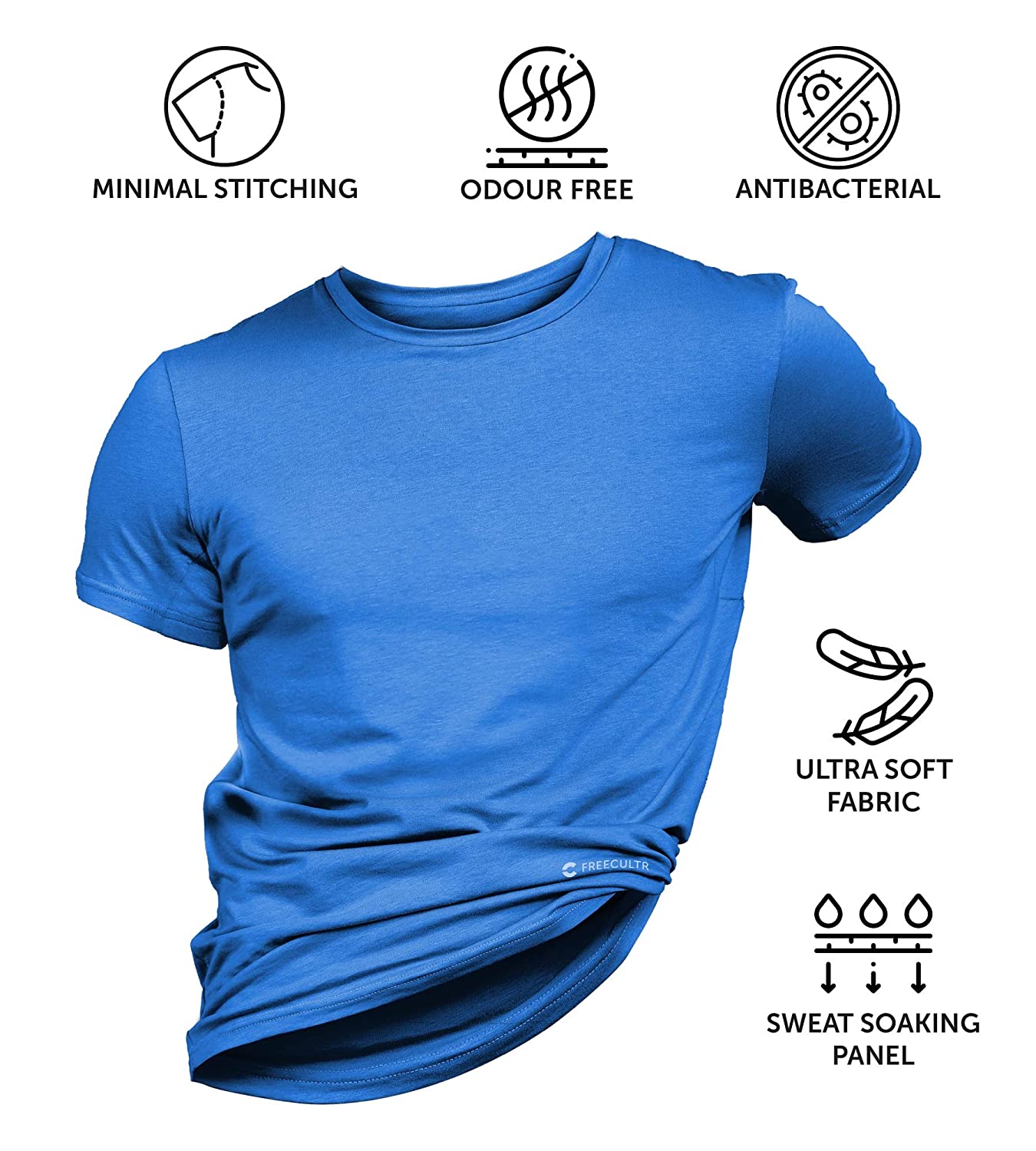 Pilot Blue Men's Half Sleeves Bamboo Undershirts (Loungewear & Sleepwear) - Pack Of 1