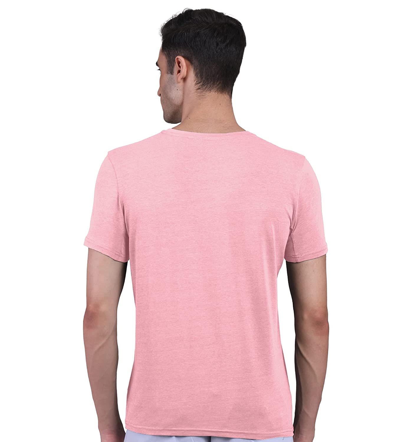 Peach Men's Half Sleeves Bamboo Undershirts (Loungewear & Sleepwear) - Pack Of 1
