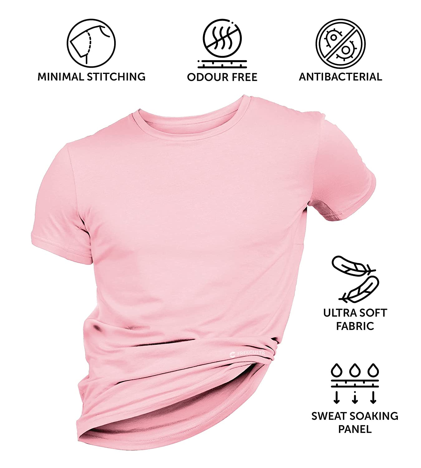 Peach Men's Half Sleeves Bamboo Undershirts (Loungewear & Sleepwear) - Pack Of 1