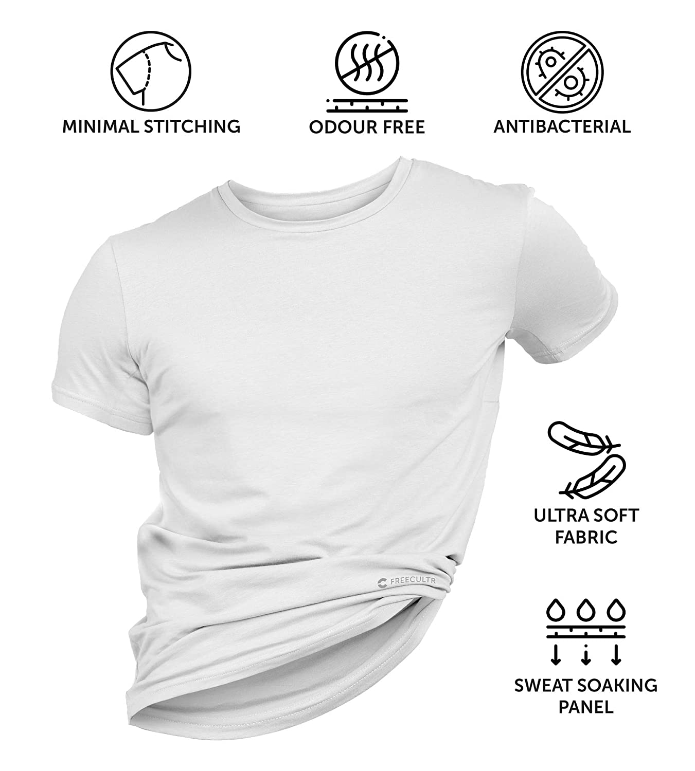 White Men's Half Sleeves Bamboo Undershirts (Loungewear & Sleepwear) - Pack Of 1