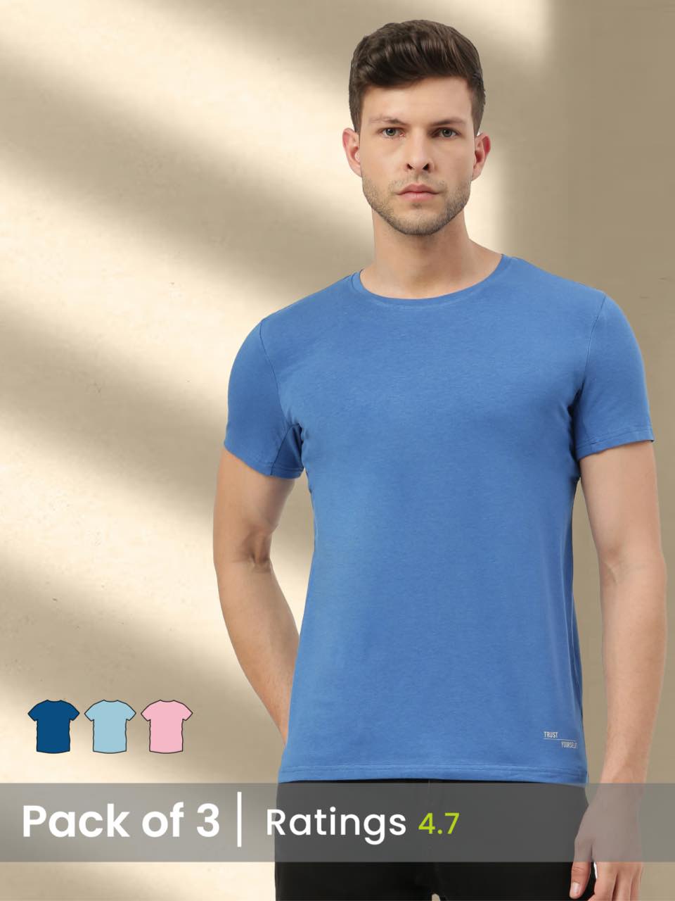 Men's Half Sleeves Bamboo Undershirts (Loungewear & Sleepwear) - Pack of 3