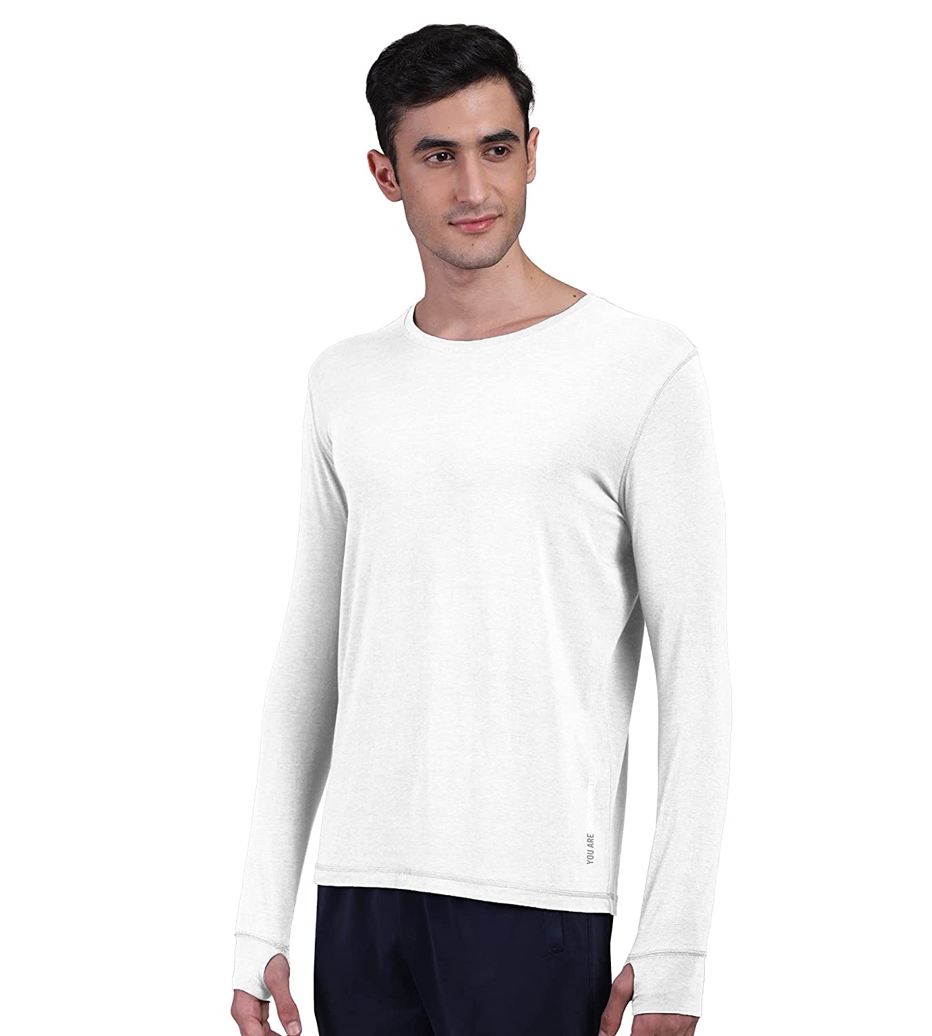 White Men's Organic Bamboo Skins (Full Sleeves-Undershirt, Loungewear, Sleepwear) - Pack Of 1