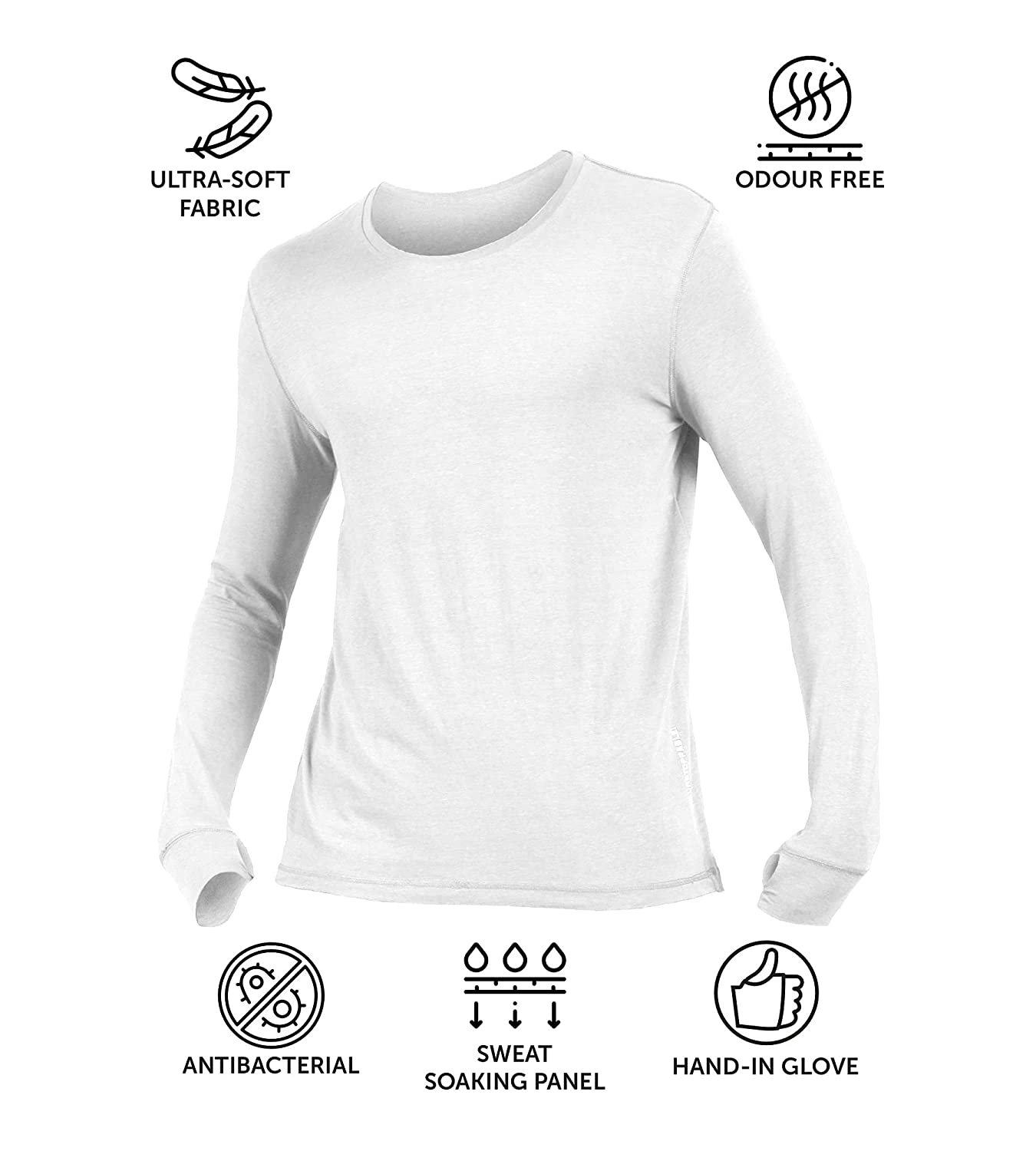White Men's Organic Bamboo Skins (Full Sleeves-Undershirt, Loungewear, Sleepwear) - Pack Of 1