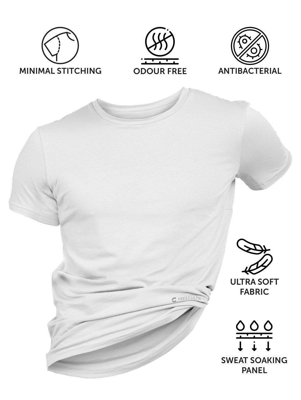 Men's Half Sleeves Bamboo T-shirt (Undershirt, Loungewear, Sleepwear) - Pack of 3 - freecultr.com