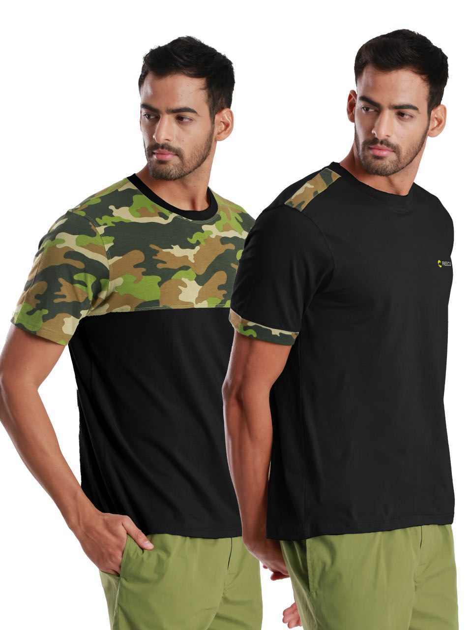 Regular Fit Half Sleeve Micro modal Camouflage Printed Tees-Pack of 2
